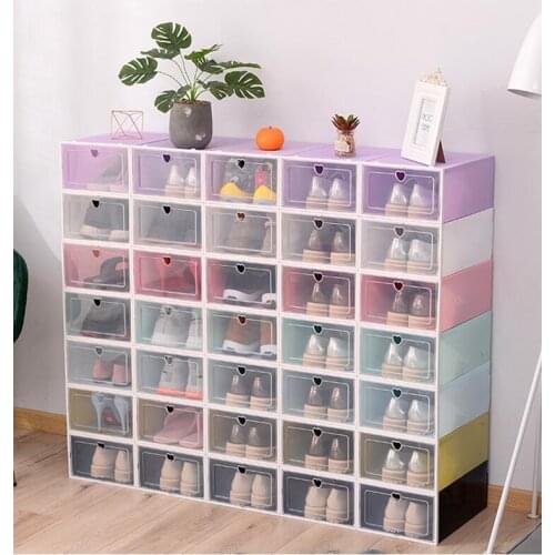 Sneaker organizer box Plastic Stackable Shoebox Shoe Organizer Storage Drawers for High Heels Sneakers Home Accessories