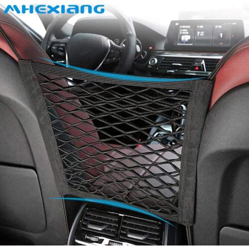 Car Interior Trunk Seat Back Elastic Mesh Net Car Styling Storage Bag Pocket Cage velcro Grid Pocket Holder Car Accessories