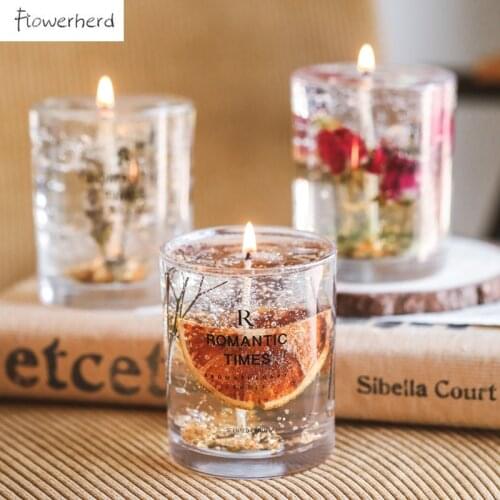 Jelly Gel Wax Scented Candles Soothe The Nerves and Help Sleep Real Flower Jelly Candles Bedroom Home Accessories Floral Candles