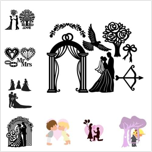 InLoveArts Couple Metal Cutting Dies for Wedding Invitation Card Making Scrapbooking Embossing Stencil Craft Bride and Groom Die