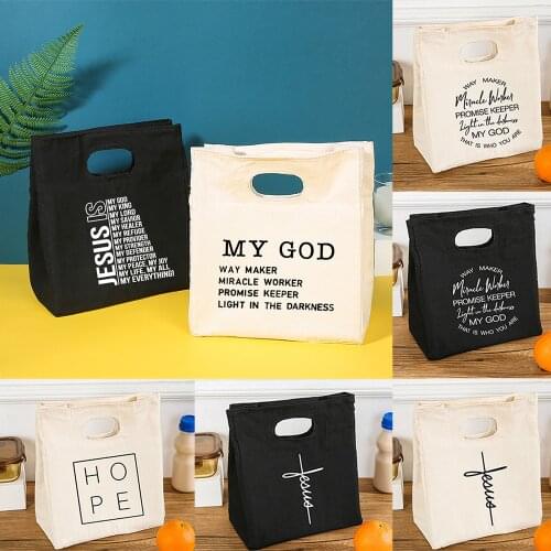 Jesus Is My God King Everything Christian Canvas Thermal Insulated Lunch Bag School Food Storage Office Cooler Picnic Tote Bags