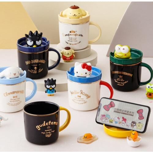 TAKARA TOMYHelloKitty Mobile Phone Holder Cup Personality Creative Ceramic Mug Cute Cartoon Men and Women Drinking Cup with Lid