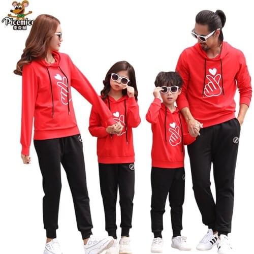 2020 Spring Autumn Father Son Hooded Family Clothing Men Women Child Family Matching Outfits Mother Daughter Hoodies Pants Set
