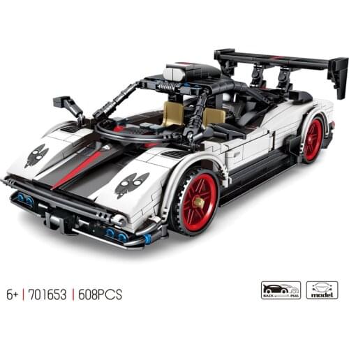 Technics Fast speed building block pull back vehicle bricks Pagani zonda assembly toys collection for children gifts