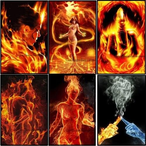 Round/square colorful fire lady embroidery pattern wedding decor resin mosaic 5D diy diamond painting 3d cross stitch kit RA2614