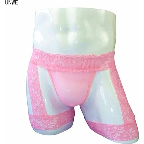 Leg Wrappings Sexy Men Boxer Gay Lace Sexy Underwear with Tanga Inner Erotic Trunk Shorts 4 Colors