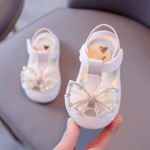 Summer Girl Korean Newborn Infant Sandals For Kids Toddler Baby Rhinestone Cute Bow Little Girls Princess Dress Shoes 2021 New