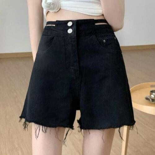 Summer Casual Jeans Shorts Women Loose High Waist Hollow Out Mini Shorts Light Blue Denim Shorts Jeans 2021 New Clothing