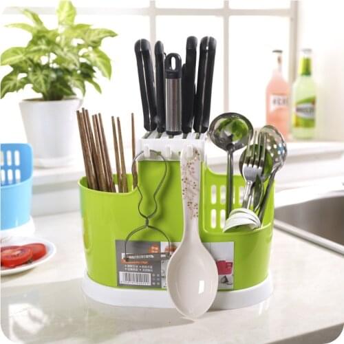 Multifunction kitchen Tableware Shelving Rack Dish Rack Drain Chopsticks Rack Storage Rack Creative Practical Plastic Cutlery