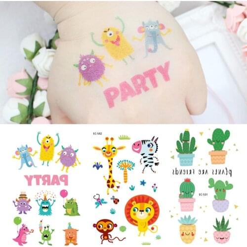 Cartoon Animal Temporary Tattoos Sticker for Children Kids Cartoon Transfer Tattoo Fake Tatoos Party Cute Leg Arm Tatoo Sticker