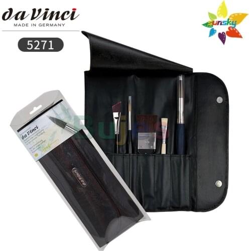 Original Germany da vinci 5271 Watercolor brush set Leather cover bag Bristle hair Collinsky mink Professional art supplies