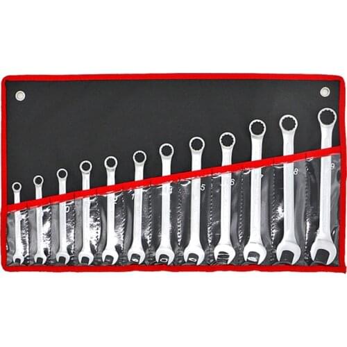 12PCS/Set Chrome Vanadium Steel Wrench Set Combo Wrenches, Open End & Box End, Car Repair Spanners with Oxford Bag Hand Tools