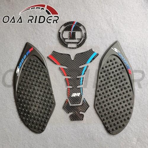 For BMW S1000RR HP4 Fuel Tank Pad Kit Sticker Tank Side Oil Gas Cap Cover Protector 3D Carbon Fiber Motorcycle Emblem Decal