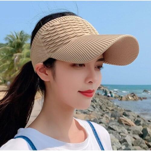 New Solid Color Cotton Empty Top Hat Outdoor Sports Cycling Visors Hats Breathable Hole Sun Hat Elastic Adjustable Baseball Caps
