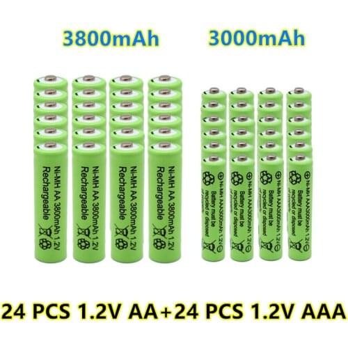 New 1.2V AA 3800mAh NI-MH Rechargeable Batteries+1.2 V AAA 3000 mAh Rechageable battery NI-MH battery