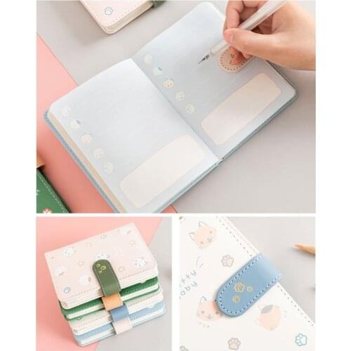 2021 New Cute Cat Student Notebook Journal Schedule Planner Agenda PU Leather Cover Memo