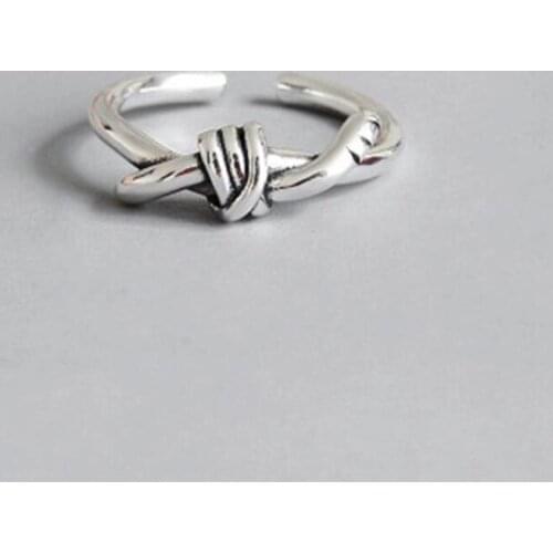 New Simple Korean Style Personality Knotted 925 Sterling Silver Jewelry Exquisite Old Knot Thai Silver Opening Rings SR461