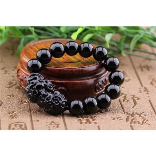 Obsidian Bracelet brave men women hand String Bracelet beads a lucky