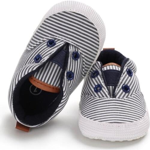 Baby Boy Shoes Canvas Striped Classic Sports Newborn Infant Baby Girls Solid Anti-slip Soft Prewalker Walking Shoes Sneaker