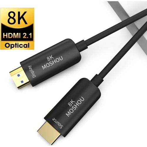 Optical Fiber HDMI 2.1 Cable Ultra-HD (UHD) 8K Cable 120Hz 48Gbs with Audio Video MOSHOU HDMI Cord HDR 4:4:4 Lossless amplifier