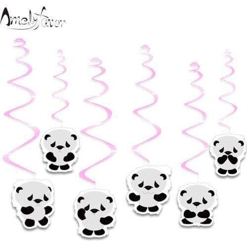 Panda Animal Theme Ceiling Hanging Swirl Decorations Bamboo Baby Animals Kids Event Birthday Party Decorations Supplies