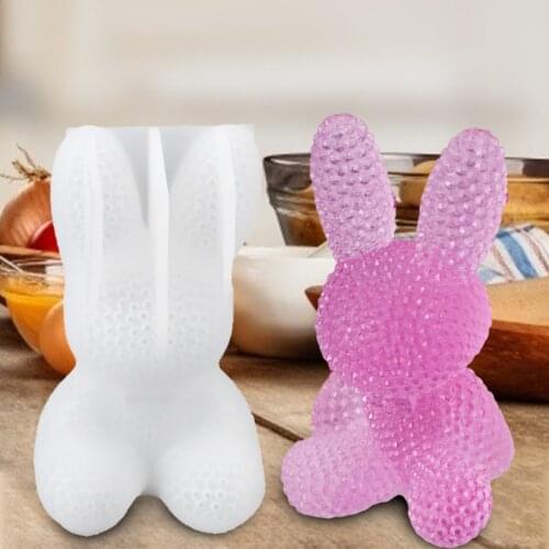 DIY Transparent Bunny Silicone Epoxy Resin Molds Geometry Rabbit Mould Animal Aromatherapy Candle Making Mould Kitchen Garget