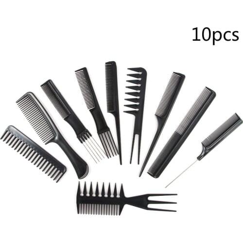 Best New 10pcs/Set Professional Hair Brush Comb Salon Barber Hair Combs Hairbrush Hairdressing Combs Hair Care Styling Tools