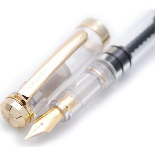 Wing Sung 698 Piston Fountain Pen F Nib Transparent Piston Ink Pen