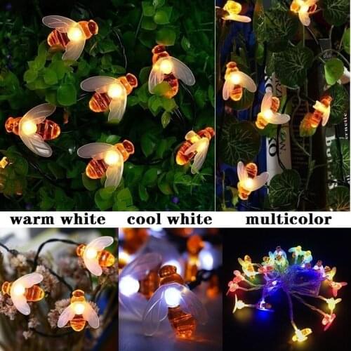 10/20 Leds Honey Bee Fairy String LED Lights Outdoor Garden Wedding Party DIY Decoration Christmas Decor for Home Decor