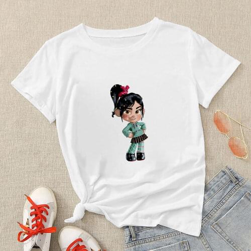 Disney Women T Shirt Christmas Sugar Vanellope Von Schweetz Printed T-shirt Fashion Soft Girl Ralph Breaks the Internet Clothes
