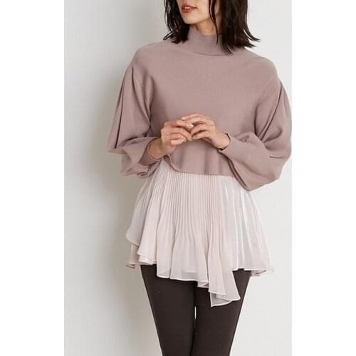 2PCS Fall New Mock Neck Knitted Pullover Chic Lace Up Elegant Cropped Sweater Women + 2021 Sweet Ruffles Camis Woman Sets