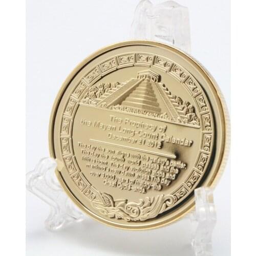 Mayan Pyramid Sundial Gold Coin American Gold and Silver Coin Gold-plated Commemorative Coin Collection Gift Challenge Coin