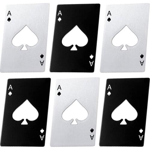 100pcs/lot Black/Silver Poker Card Spades Beer Bottle Opener Personalized Stainless Steel Bottle Opener Bar Tool