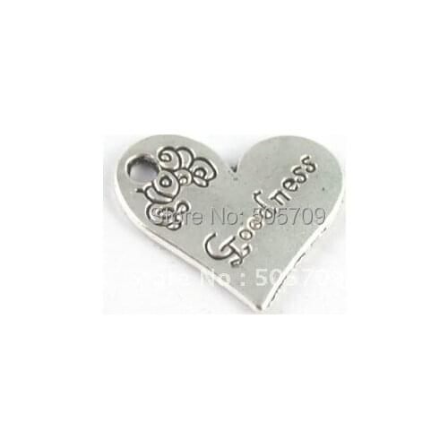 180PCS Tibetan Silver Color heart shape GOODNESS charm A15217
