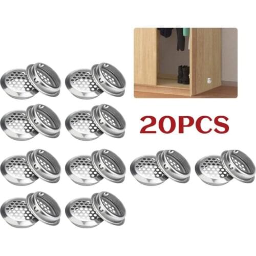 20pcs 53mm Stainless Steel Air Vent Hole Round Ventilation Grille For Cabinets Furniture Ventilation System