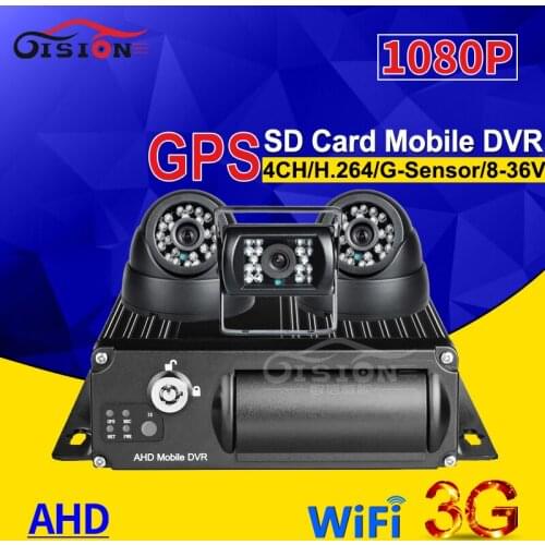 4CH 3G GPS WIFI SD Car Dvr Mobile Dvr G-sensor Real Time Watching Loop Recording+ 3Pcs Night Vision Car Camera For Bus Taxi Van