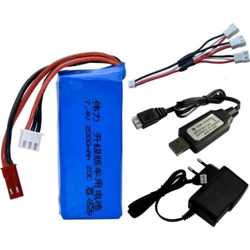 7.4V 2000mah rechargeable Battery + Charger For Wltoys V353 A949 A959 A969 A979 k929 7.4v Battery For RC Car Helicopters Boats