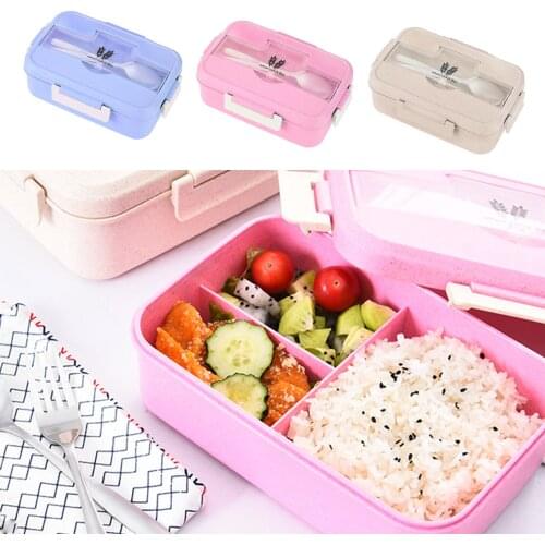 Behogar Lunch Box Microwavable Bento Box Case Food Containers with Stainless Steel Tableware for Adults Kids School Work 1200ml