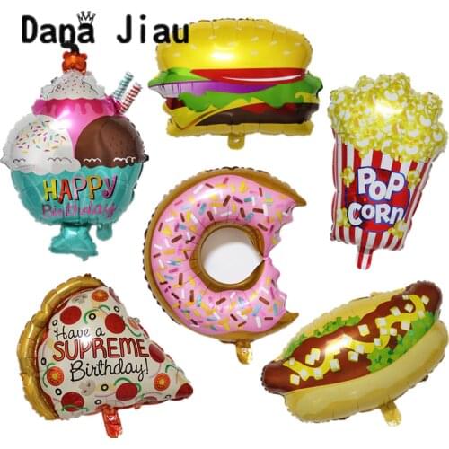 New big Hamburg ice cream Popcorn cake donut Pizza food balloon birthday party decoration cake shop inflatable balloons