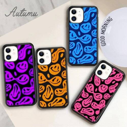 Distorted smiley Phone Case for iPhone 11 12 Pro Max mini X XR XS SE 2020 5 6S 7 8 Plus Samsung Galaxy S8 S9 S10 Cover shell