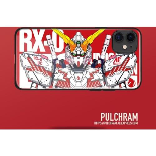 RX-0 UNICORN GUNDAM Glass Soft Silicone Phone Case Cover Shell for IPhone SE 6s 7 8 Plus X XR XS 11 12 Mini Pro Max
