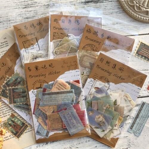 40pcs/pack Museum Series Decorative Stickers Scrapbooking Stick Label Diary Album Stationery Retro Stamp Plant Sticker