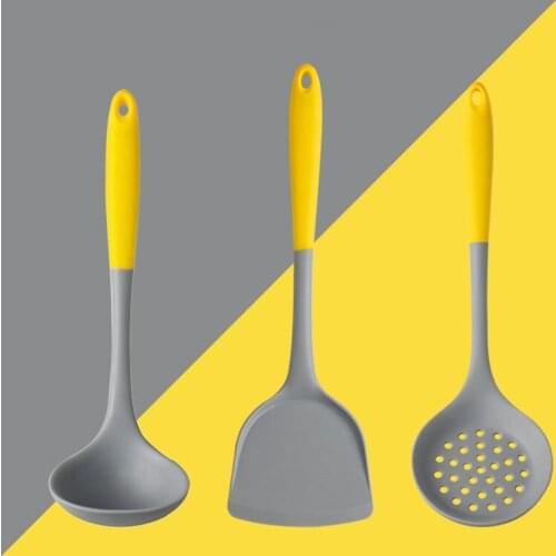 Two-Color Silicone Shovel Spoon Home Long-Handle Hanging Cooking Shovel Colander Kitchen Accessories Cooking Tools Kitchenware
