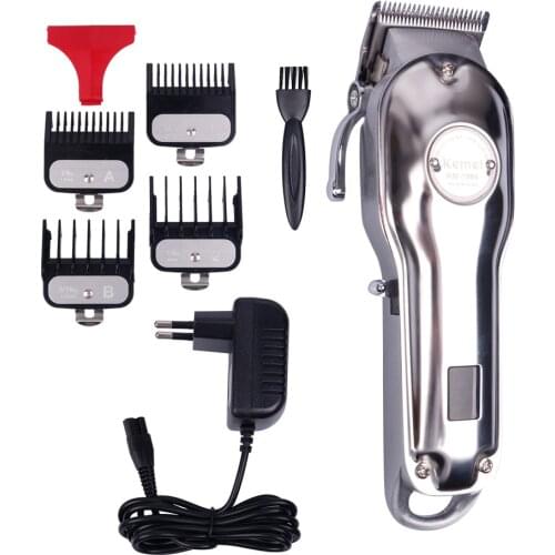 Kemei Km-1986 Full Metal Lcd Digital Display Electric Hair Clipper Dual-Purpose Oil Head Stepless Fine-Tuning Digital Display