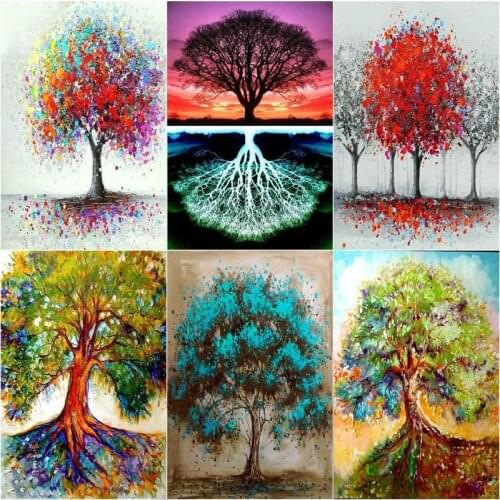 GATYZTORY Painting By Numbers Kits For Adults Colorful Tree Oil Paints By Number DIY Gift For Adults Home Decoration Artwork By