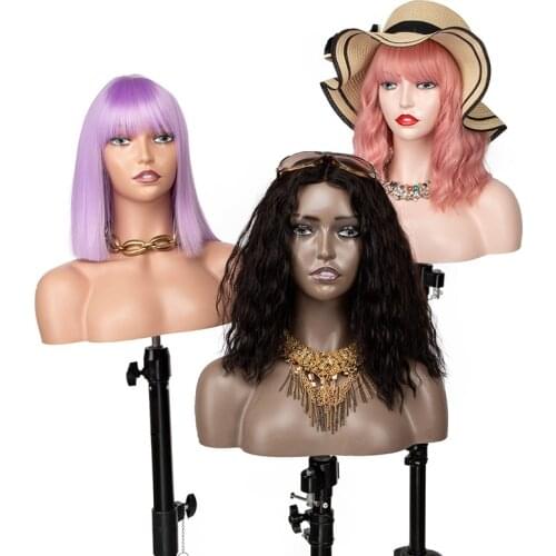 Mannequin Head With Shoulders Manikin Head Dark Brown Beige For Salon Or Hair Tools Shop Wig Display Model Female With Eyelashes
