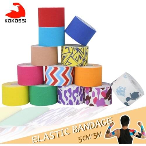 KoKossi 5M Elastic Sport Bandage Tape Knee Protector Self Adhesive Cotton Elastoplast Bandage Kinesiology Muscle Tape for Gym