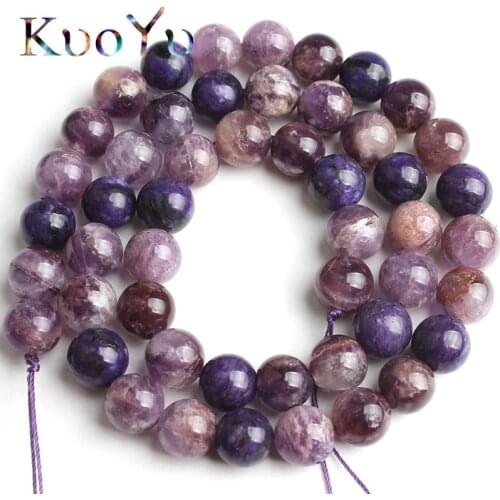 A+ Natural Genuine Charoite Stone Beads Gem Round Loose Spacer Beads For DIY Making Jewelry Bracelet Necklace 15'Strand 8/10mm