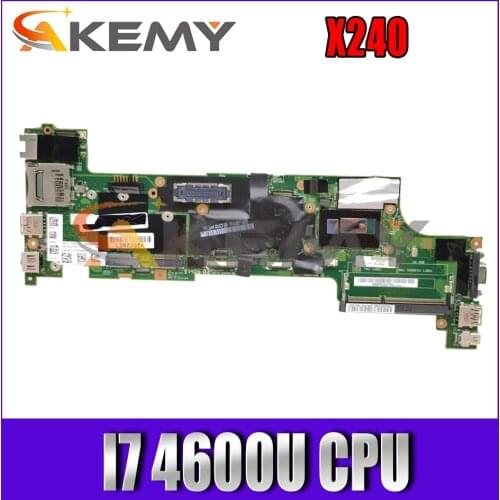 Akemy VIUX1 NM-A091 For Lenovo Thinkpad X240 Notebook Motherboard CPU I7 4600U 100% FRU 04X5150 04X5154 04X5162 04X5174