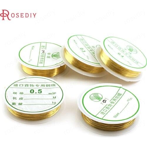 9400)2 Rolls 0.2MM to 0.8MM Gold Color Plated Metal Copper Wire Very Strong Can Make Shape Jewelry Making Findings Accessories